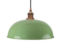 Mint Green Worcester Painted Dome Pendant Light With Antique Copper Lamp Holder And Black Twisted Cable - Se Home