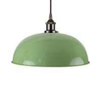 Mint Green Worcester Painted Dome Pendant Light With Black Nickel Lamp Holder And Brown Twisted Cable - Se Home