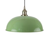 Mint Green Worcester Painted Dome Pendant Light With Brushed Chrome Lamp Holder And Grey Twisted Cable - Se Home