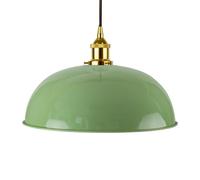 Mint Green Worcester Painted Dome Pendant Light With Gold Lamp Holder And Black Round Cable - Se Home