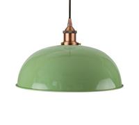 Mint Green Worcester Painted Dome Pendant Light With Matt Antique Copper Lamp Holder And Black Round Cable - Se Home