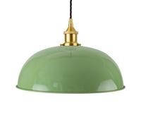 Mint Green Worcester Painted Dome Pendant Light With Polished Brass Lamp Holder And Black Twisted Cable - Se Home