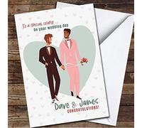 Mint Heart Two Married Men Gay Wedding Day Congratulations Personalised Card - Personalised Wedding Day Card, Congratulations On Wedding Day Card For Bride & Groom