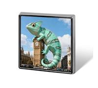Mint Lizard Clocktower Brooch Pins Aluminum Alloy Lapel Pins for Men Women Badge Button Decorative Jewelry Charms for Hats Bags Backpacks Suits Shirts Scarves Clothing Accessories Gift