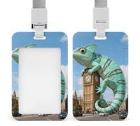 Mint Lizard Clocktower Id Badge Holder - Retractable Badge Holders, Heavy Duty Plastic Id Card Holder with Lanyard, Waterproof Name Tag Sleeve for Nurses, Teachers, Office Professionals