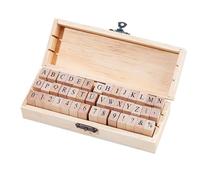 Mint Lot Basic Notebook Set 42 Pieces Of English Retro Wooden With Letters And Numbers Craft Kits for Kids 8-12 under 10 (Khaki, 3x1.3x1CM)