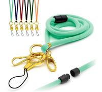 Mint Nylon Cord Lanyards Soft Comfortable with Safety Breakaway, Includes Gold Design O-ring, Loop Clip and Two Metal Clips, ID Badge Holders Thin Rope Neck Straps by LanyardsTomorrow Pack of 10