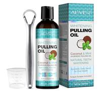 Mint Oil Pulling Mouthwash with Tongue Scraper - Natural Coconut Oil Pulling for Teeth Whitening, Fresh Breath, Teeth Whitening and Healthier Teeth & Gum (237ml（Pack of 1）)