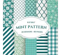Mint Teal Scrapbook Paper Pad 8.5x8.5 20 Designs: Sage Seafoam Patterned Craft Sheets Coordinating Palette Polka Dots Stripes Scallop Geometric Collage Origami Mixed Media Art DIY Projects