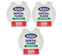 Mint Waxed Dental Floss 3 Pack, 600m Total (3 x 200m), Anti Shred Easy Glide for Plaque Removal Between Teeth, Fresh Breath, Compact Travel Dispenser, Bundle by Sorenis