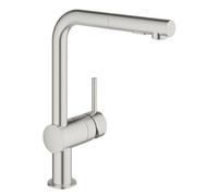 Minta Sink mixer with pull-out shower, Supersteel (30274DC0)