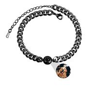 Mintao Personalized Photo Bracelet With Cuban Chain for Men - Custom Picture Inside, Black