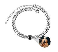 Mintao Personalized Photo Bracelet With Picture Inside, Cuban Chain Custom Picture Bracelet for Men - Custom Picture Bracelet for Men, Silver