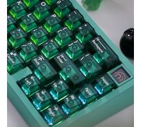 mintcaps Crystal Clear Keyboard Keycaps Transparent PC Cherry Profile Green Keycap Set 114 Keys Shine Through Key Cap for Cherry Gateron Mx Switches Mechanical Keyboard