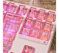 mintcaps Crystal Clear Keyboard Keycaps Transparent PC Cherry Profile Pink Keycap Set 114 Keys Shine Through Key Cap for Cherry Gateron Mx Switches Mechanical Keyboard