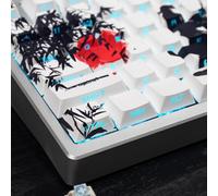 mintcaps White Keycaps - Shine Through Side Print Cherry keycaps,131 Keys Double Shot PBT Keycaps, Ink Painting Keycap Set for 60/65 /75/100 Cherry Gateron Mx Mechanical