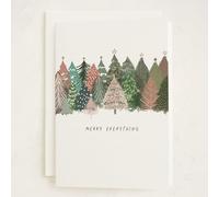 Minted Merry Everything Holiday Card, Folded 5x7 Christmas Card with Colorful Hand-Illustrated Christmas Trees, Gold Foil-Pressed, Luxurious Paper, Interior Message Included, 8 Cards with 8 Envelopes