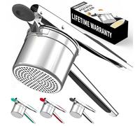 Minteem Large 15oz Potato Ricer for Mashed Potatoes, Heavy Duty 18/8 Stainless Steel Potato Masher for Baby Food & Spaetzle Maker, Masher and Ricer Kitchen Tool, Press and Mash Kitchen Gadget, Black