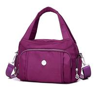 MINTEGRA Crossbody Bag for Women Waterproof Handbag Multi-Pocket Nylon Travel Shoulder Purse, Purple, M