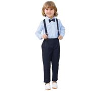 mintgreen Baby Boy Gentleman Outfits, Kids Suit Christening Long Sleeve Clothes Set with Bow Tie, Blue, 18-24 Months, 90