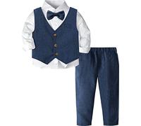 mintgreen Baby Boys Wedding Suits, Kids Christening Outfit Gentleman Long Sleeves Clothes Set, Blue, 3-4 Yeas, 110
