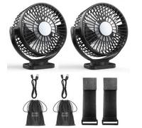 Minthouz 12000mAh USB Desk Fan, 5.5" Magnetic Cruise Ship Approved Fan, 3 Speeds, LED Lantern, Max 36 Hrs, 360° Rotatable USB Rechargeable Fan for Golf Cart Desk Outdoor Travel Camping 2 Pack