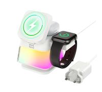 Minthouz 3 in 1 Charging Station for iPhone,15W Fast Wireless Charger with Night Lamp,Travel Foldable Magnetic Phone and Watch Charger Stand for iPhone 17/16 15 14 13 Series/Apple Watch/AirPods