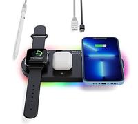 Minthouz 4 in 1 Wireless Charger, 18W Fast Wireless Charging Station for iPhone 13/12/11/XR/X/8 Series, Samsung Galaxy, Wireless Charger Pad Compatible with Apple Watch, AirPods (with 1 USB C-A Cable)
