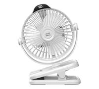 Minthouz Clip on Fan, 8000mAh USB C Rechargeable Small Desk Fan with Battery Level Indicator, 5 Speeds 360° Rotation Adjustable Low Noise, Ideal for Outdoo Camping/Stroller/Home/Office - White