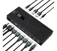 Minthouz DisplayLink Docking Station for 3x4K@60HZ Monitore mit 160W DC In,14 in 1 Laptop Docking Station for MacBook Dell HP Lenovo,6 x USB-A/C 10 Gbps,RJ45 Ethernet,4-Pole Jack USB to HDMI Adapter