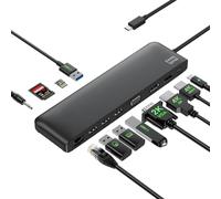 Minthouz Docking Station,12 in 1 USB C Docking Station für HP Lenovo Dell,VGA+HDMI+DP 3 Displayport Dock,85W PD,4*USB-A,SD & micro SD Card Reader,RJ45 für Tragbare Laptop/Tablet/Phone