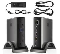Minthouz Docking Station with Power Adaptor | PD125W,8K@30Hz/4K@144Hz Dual HDMI+DP,Ethernet,USB-C 10G/USB-A 5G,Audio/Mic Laptop Docking Station for HP/Dell/Lenovo/Mac