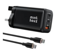 Minthouz USB C Plug with Charging Cable,PD 100W 3-Port GaN USB Plug UK for Samsung/iPhone Charge,Fast Charger Compatible with iPhone 17/17 Air /17 Pro/17 Pro Max/17 SE,16/15/14/14 Series, Galaxy,iPad