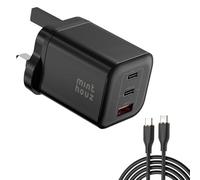 Minthouz USB C Plug with Charging Cable,PD 67W 3-Port GaN USB Plug UK for Laptop/Phone Charge,Fast Charger Compatible with Lenovo ThinkPad/Dell XPS/Macbook/Samsung Galaxy Series