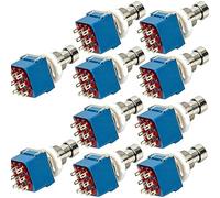 Mintice 10Pcs 3PDT 9 Pins Box Stomp Guitar Effect Pedal Foot Switch True Bypass Foot Pedal Control Switch Electric Guitar Metal Blue