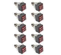 Mintice 10Pcs 3PDT 9 Pins Box Stomp Guitar Effect Pedal Foot Switch True Bypass Foot Pedal Control Switch Electric Guitar Metal Black