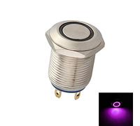 Mintice™ 12mm Purple LED Light 2A Momentary Push Button Switch Metal Stainless Waterproof Car Boat