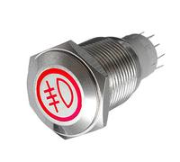Mintice 12V 3A Car Vehicle Red LED Light Rear Fog Light Switch Push Button Metal Toggle Fog Light Switch Press 16mm Stainless Steel Waterproof 5Pin