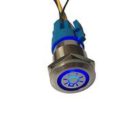 Mintice 12V Car Vehicle Blue LED Light Headlight Push Button Stainless Steel Metal Toggle Switch 19mm Socket Plug