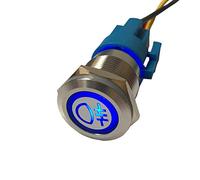 Mintice 12V Car Vehicle Blue LED Light Rear Fog Push Button Stainless Steel Metal Toggle Switch 19mm Socket Plug