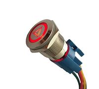 Mintice 12V Car Vehicle Red LED Light Emergency Hazard Warning Push Button Metal Toggle Switch 19mm Socket Plug