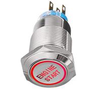 Mintice 12V Car Vehicle Red LED Light Headlight Push Button Metal Toggle Switch 19mm Engine Start