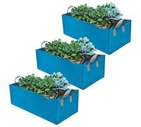 Mintice 3Pcs Reusable Large Plant Grow Bag Vegetable Planting Growing Bag Rectangular Fabric Breathable Planter Container Pots Home Garden for Flower Potato Tomato Carrot Blue (60 * 30 * 20cm)