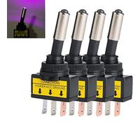 Mintice™ 4 X Car Auto Vehicle Push Button Rocker Toggle Switch 12V 20A Purple LED Light