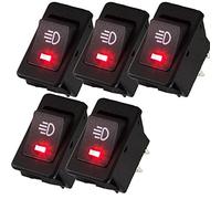 Mintice™ 5 X 12V Car Vehicle Red LED Light Fog Light Button Rocker Toggle Switch On Off 4Pin