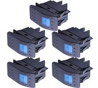 Mintice 5 X Car Blue LED Light Lamp Push Button Toggle Switch Dash 4Pin | Marine Offroad Vehicle Dashboard Toggle Switch Illuminated Automotive Switch ON OFF Waterproof