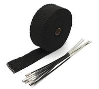 Mintice 5CM X 5M Fiberglass Roll Black Racing Exhaust Header Pipe Wrap Tape 6 Ties Car