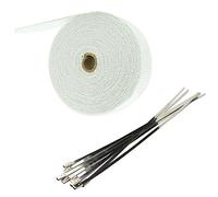 Mintice 5CM X 5M Fiberglass Roll White Racing Exhaust Header Pipe Wrap Tape 6 Ties Car