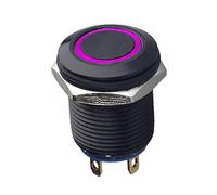 Mintice™ Black Case 12mm Purple LED Light 2A Momentary Push Button Switch Metal Stainless Waterproof Car Boat