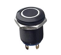 Mintice™ Black Case 12mm White LED Light 2A Momentary Push Button Switch Metal Stainless Waterproof Car Boat